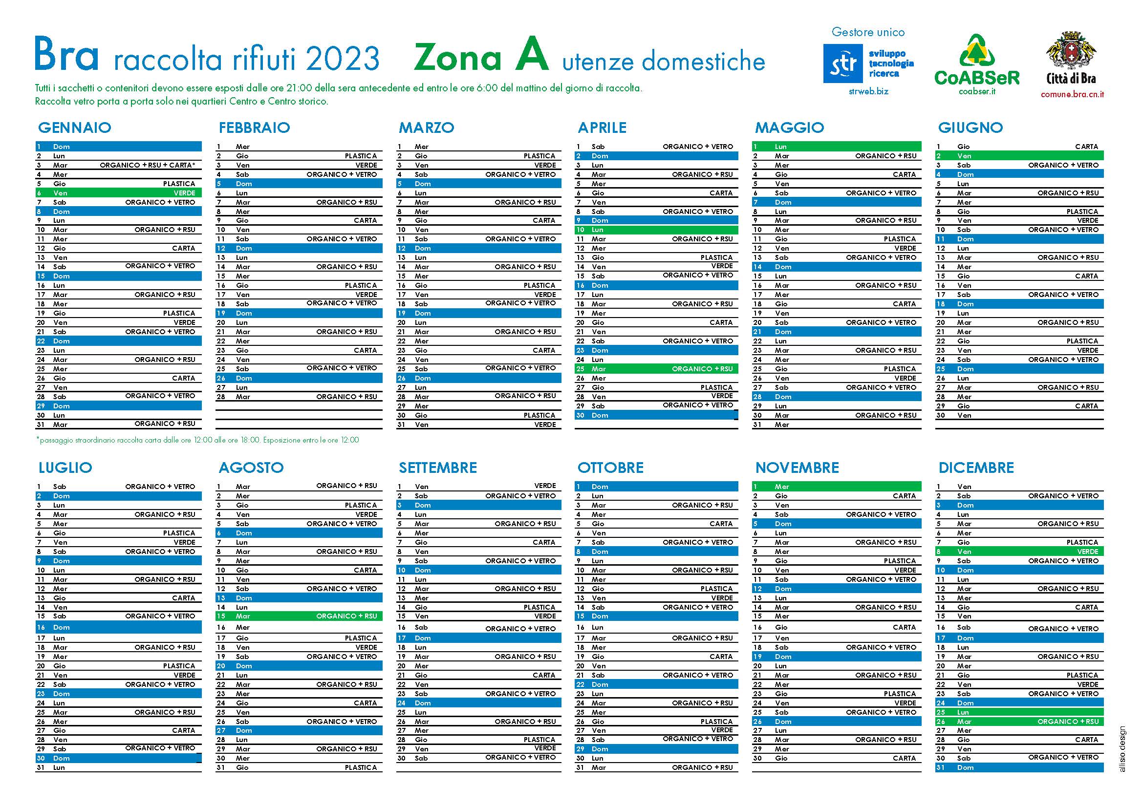 Un errore nei calendari per la raccolta rifiuti