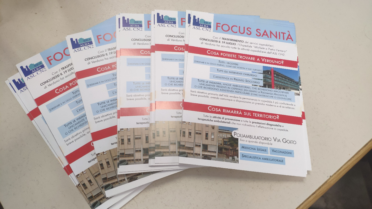 Bra: in distribuzione un depliant informativo dei servizi sanitari