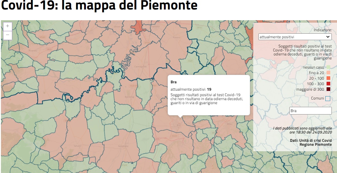 Emergenza Coronavirus. Aggiornamento contagi Bra, controlli e mascherine - 25.09.2020